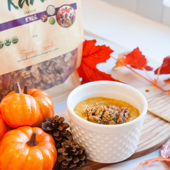 Pumpkin Soup topped with Pumpkin Spiced Granola