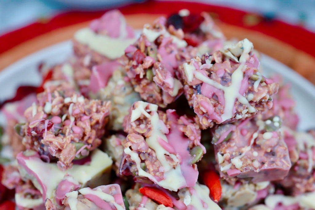 White Chocolate Covered Goji CranBerry Granola Bites